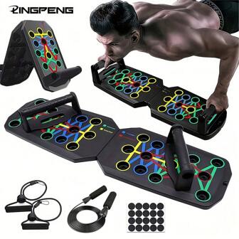 1 Set Multifunctional Pushup Board, Portable Foldable Fitness Equipment With Handles For Chest, Abdomen, Arms And Back Workout Gym Accessories