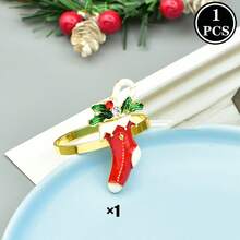 1 قطعة/6 قطع/12 قطعة من حلقات المناديل ذات العناصر الكريسماسية، حلقات معدنية ذهبية دائرية، حاملات مناديل بلون واحد صلب، حلقات معدنية مصقولة من السبائك، بتصميم منقوش مجوف، ديكور عيد الميلاد، ديكور طاولة الطعام، حفلات الزفاف والأعياد والولائم - متعدد الألوان 1 - مشاهدة 13