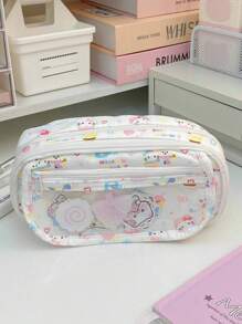 Sanrio 1 PC Genuine Sanrio Hello Kitty Pencil Case - Cute Canvas Large Capacity Organizer With Zipper Closure, Stylish For Daily Office Supplies, Large Capacity Case | Charming Aesthetic | Quality Zipper Feature, Cute Pencil Case , Back To School Gifts