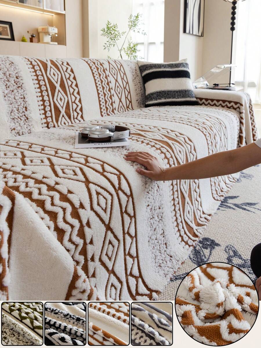 1 vỏ bọc ghế sofa phong cách Bohemian, chất liệu ấm áp mùa đông, mềm mại và thân thiện với da, thân thiện với thú cưng, chống trượt, chống bụi bẩn, chống trầy xước, có thể giặt bằng máy, phù hợp với mọi mùa, có thể sử dụng làm ghế sofa ngoài trời, phù hợp với ghế sofa 1 chỗ ngồi, 2 chỗ ngồi, 3 chỗ ngồi, 4 chỗ ngồi - Màu Khaki - Xem 1