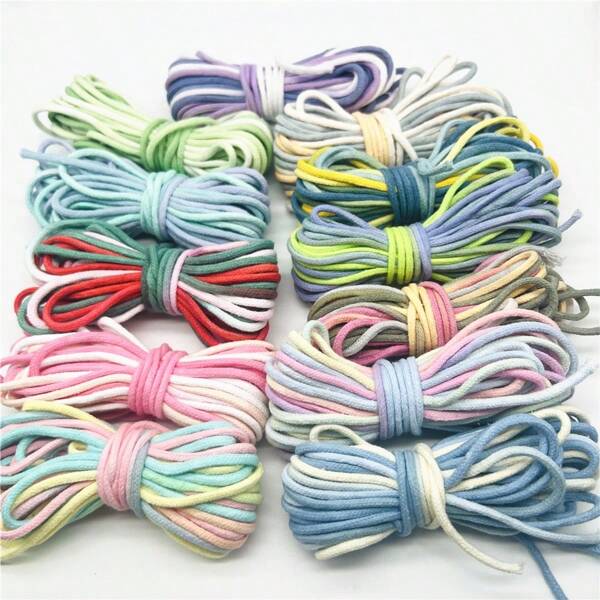 5 mètres Corde en coton arc-en-ciel 100% de 3 mm, corde tressée décorative pour la décoration textile artisanale de la maison