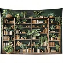 1pc Fantasy Library Tapestry Fairytale Tree Vintage Bookshelf Tapestry For Bedroom Retro Bookshelf Book Wall Decor For Classroom Study Room College Room Dorm, Durable Tapestries | Home Decor | 2D Flat | Festival Decor | Indoor Decor, Gift Tapestry - Style 2 - 查看 9