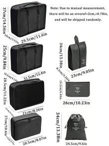 8/7/1pc Travel Packing Cubes Set, Travel Organizer, Multi-Functional Travel Storage, Foldable Clothing Storage Bag, Toiletry Bag, Makeup Bag, Underwear Storage Bag, Shoe Bag, Space-Saving, Storage Cubes, Travel Essentials, Storage Bag - Multicolor - View 12