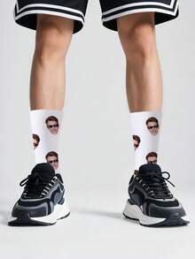 1 Paio Di Calzini Personalizzati Con Foto, Calzini Stampati Su Misura, Calzini Con Immagine Personalizzata, Stampa Qualsiasi Volto Sui Calzini, Regalo Per Anniversario, Festa Della Mamma, Festa Del Papà, Regalo Fantasioso - Multicolore - Visualizzare 5