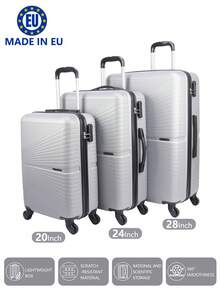 Sản xuất tại Châu Âu, Hành lý ký túc xá trường học Hành lý ký túc xá đại học Hành lý học sinh Hành lý du lịch Hành lý xách tay bền chắc cho kỳ nghỉ Vali, Bộ hành lý có bánh xe, Hành lý xách tay, Hành lý ký gửi, Hành lý bốn bánh, Vỏ cứng cho xe đẩy, Chất liệu ABS, - Màu Xám nhạt - Xem 1