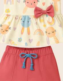 Sublimated Strappy Top + Appliqued Sweatpants Set - Pink - View 7