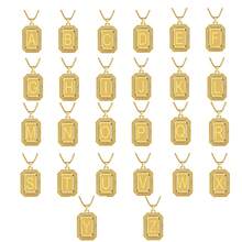 Rose/Gold-Plated Initial Necklace For Men And Women, A-Z 26 Letters Personalized Name Necklace, Random Delivery, Mystery, Square Double-Sided Engraved Pendant, Adjustable Size, Fashion Jewelry Gift - 1 件金色隨機 - 查看 6