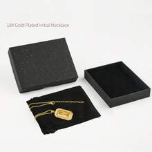 Rose/Gold-Plated Initial Necklace For Men And Women, A-Z 26 Letters Personalized Name Necklace, Random Delivery, Mystery, Square Double-Sided Engraved Pendant, Adjustable Size, Fashion Jewelry Gift - 1 件金色隨機 - 查看 5