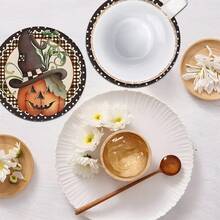2pcs/4pcs/6pcs Pumpkin Face Pattern Silicone Coasters, Home Decor, Suitable For Halloween, Can Be Used As Halloween Gift, Halloween Decoration, Applicable To Dining Table, Coffee Bar, All Season Decoration, Washable Placemats, Room Decor, Coasters, Drink Mats, Drain Mats, Kitchen Dining Table Mats, Indoor/Outdoor Party Decoration, Home Decor, Ideal Gift