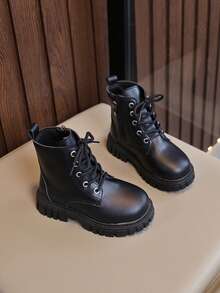 Classic Boots, Comfortable Non-Slip Soft Sole Children's Boots, Boys Girls Outdoor Campus Student Boots, Knight Ankle Boots - Black - View 4