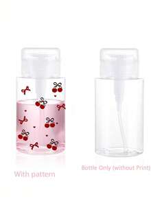 3.38盎司/6.76盎司可重复灌装透明宠物卸妆水瓶，粉色樱花蝴蝶结设计，便携式按压泵头，适用于卸甲油、爽肤水和卸妆液，圆顶设计，仅限手洗，可重复使用旅行装 - 彩色 - 查看 6