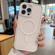 Transparent White Edge Soft Gel Magnetic Charging Protective Case | Compatible With MagSafe, Shock-Resistant Ultra-Thin, Suitable For, Waterproof, Anti-Drop, Scratch-Resistant - White - View 7