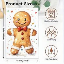 1set/2 Pieces /100 Pieces Christmas Gingerbread Man Patterned Kitchen Towels And Dishcloths, Suitable For Interior Decoration In Restaurants, Kitchens And Bathrooms, As Well As Party Decoration. They Can Be Given As Festival Gifts