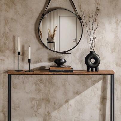 SoBuy FSB19-XL-N Vintage Console Table Metal Hallway Table Decorative Table Sideboard Side Table W X H X D Approx: 120 X 80 X 20 Cm Console Table Slim Console Table Narrow Console Table Radiator Table Behind Sofa Table Hallway Table Entryway Table Slim Table Thin Table Hallway Furniture Entryway Furniture Brown Morden Style Minimal Style Nordic Style
