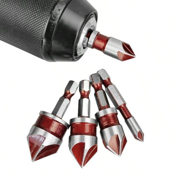 5 Flute Metal M35 Cobalt Countersink Drill Bit Set 82° 5pcs 1/4" Hex Shank Countersunk Bit Set 1/4" 3/8" 1/2" 5/8 With Holder