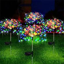 4pcs High Quality Solar Outdoor Lawn Light, Firework-Shaped Light To Illuminate Your Garden Courtyard - 8 Adjustment Modes, DIY Creative Light, Suitable For Path Villa Decoration, Outdoor Lighting, Festival Decoration, Christmas Decoration Solar Firework Light