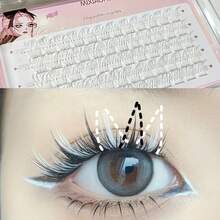 Colorful False Eyelashes, 3-Segment Fluffy Design, European Anime Style, DIY Single Cluster, Vibrant Punk Color, Suitable For Halloween Eye Makeup And Cosplay Props, C-Curl Thick Eyelash Extensions - C - View 9