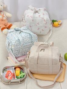 1 chiếc túi đựng cơm trưa bằng vải nhung kẻ có nơ, nhỏ gọn, dễ thương, cách nhiệt, có thể tái sử dụng, chống rò rỉ, kiểu dáng tối giản, thích hợp cho công việc, du lịch, cắm trại và dã ngoại. - Nhiều màu - Xem 3