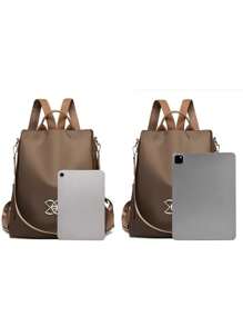 优雅防盗背包，适合女士购物和外出，大容量单肩包，女士多功能尼龙背包，学校用品，学校背包，书包，学校背包，返校，轻便，经典休闲，便携，适合少女、女大学生、新人和白领人士，非常适合返校 - 咖啡棕 - 查看 7