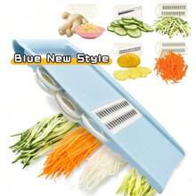5-In-1 Vegetable Slicer Set, Multi-Function Fruit Cutter, Manual Food Shredder, Vegetable Julienne Peeler, Potato Grater, Handheld Mandoline Slicer Kitchen Tool With Interchangeable Blades For Potato, Carrot, Cucumber Shredding And Waffle Slicing, Includes Peeler - Multicolor - View 4