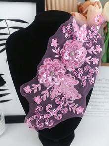 全新蕾丝网绣花水钻串珠亮片贴花，DIY 服装配饰，新娘礼服装饰，尺寸：30 厘米长 x 13 厘米宽，多种颜色可选 - 多色 - 查看 6
