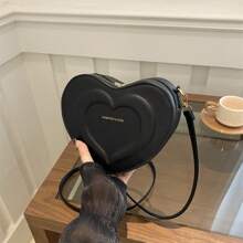 1pc Cute & Fresh Heart-Shaped Crossbody Bag, Made Of PU Material, With Zipper Closure, Adjustable Strap, Large Capacity, Suitable For Teenagers, Fashionable For School, Outdoor, Travel Or Daily Use, Great Gift For Friends - Love Crossbody Bag - View 16