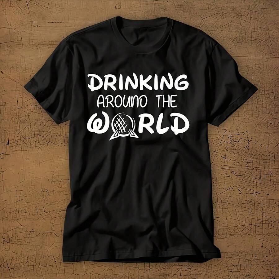 Drinking Around The World Vation Food And Wine Festival T-Shirt Walt World EPCOT Wine Fo9 - 黑色5 - 查看 1