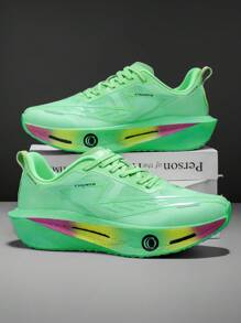 L.S.W.P 男士透气公路跑鞋 - 减震耐磨鞋底，EVA 缓冲，轻质低帮运动鞋，条纹设计，适合健身、慢跑和日常穿着，时尚运动风格，配有 EVA 软鞋垫