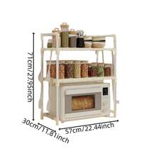 Multi-Tier Floor Standing Kitchen Storage Rack, Microwave Oven Shelf, Spice & Miscellaneous Organizer - Multicolor - View 9
