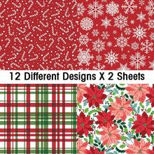 24pcs Christmas Theme Scrapbook Paper Pad - Vibrant Holiday Patterns Craft Paper For Scrapbooking, Card Making, Photo Album Decor - Perfect For Crafting And Gift Giving