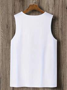 singbulk Men's Cotton Comfy Sleeveless With Beach Palm Trees Print Casual Tank Tops - trắng - Xem 3