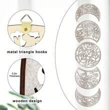 5 Piezas Decoración de pared colgante de fases lunares estilo bohemio sobre la cama, ornamento de pedimento de madera nórdica de fases lunares para sala de estar, dormitorio, hogar, decoración de apartamento, bar - Café integral - Ver 5