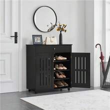 Shoe Rack Storage Organizer Cabinet Entryway Stand Table W/ Drawer And 4 Shelves - mặc định - Xem 2