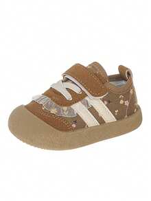 Pantofi sport la modă pentru fete, pantofi sport casual pentru copii mici cu talpă moale din cauciuc, broderie și sistem de prindere cu cârlig și buclă, adidași ușori pentru alergare - Kaki - Vizualizare 2