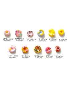 50 件时尚甜甜圈美甲装饰、迷你食物珠宝、奶油甜点 DIY 发夹、手机壳、树脂指甲配件、美甲用品、指甲、指甲饰物、指甲宝石 - 彩色 - 查看 6