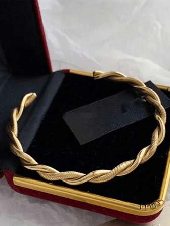 Charm Cuff Twist Bracelets Opening Bangles For Women Gold Color 316L Stainless Steel Wire Thin Simple Bangles Jewelry