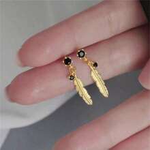 2 Stücke 925 Sterling Silber Feder Cubic Zirconia Ohrstecker, eleganter Alltagstragen für Frauen