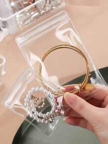 100 个透明窗口珠宝袋，渐变色珠宝密封袋，可重复使用，防尘防氧化，适用于戒指、耳环、项链、吊坠等珠宝、珠宝配饰整理、家居必需品、节日礼物。 - 彩色 - 查看 10