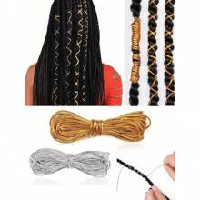 1 قطعة حبل مطاطي ذهبي للضفائر والخصلات الشعرية لموضة الهيب هوب والبنك، سلك شعر ذهبي وفضي للضفائر، اكسسوارات شعر ذات لمعان للضفائر الأفريقية، مناسبة للنوادي الليلية وحفلات الرقص والمهرجانات الموسيقية والعطلات الشاطئية، تاج للرأس، مجوهرات للرأس، سلسلة للرأس، سلسلة للشعر، للزفاف