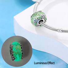 1 Piece Sterling Silver Luminous Charm Bead, Suitable For Original Bracelets, 100% 925 Pure Silver, Exquisite Style, Women's Jewelry Gift, Jewelry, Exquisite Snowflake Sky Blue Glass Cat Eyes, A Gift For Girls