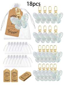 1pc/6pcs/12pcs/20pcs Creative Butterfly Keychain Set, Colorful Butterfly Keychain Set, Comes With Transparent Hard Cloth Bag, Thank You Label, DIY Keychain, Creative Keychain, Backpack Pendant, Bag Accessories, Car Keyring