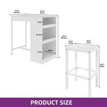 BALCONERA White Breakfast Bar Table Set – 2 Bar Stools With Footrest & Storage Shelf | Industrial Steel Frame Dining Bar Set For Kitchen, Dining Room & Pub - White - View 6