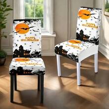 1/4/6/8 Stücke, modische Halloween-Stil bedruckte Stuhlbezüge/Bürostuhlbezüge/Stuhlbezüge für Esszimmer, geeignet für moderne tägliche Dekoration in Innenräumen von Familien-Restaurants und Hotels. Die elastischen Stuhlbezüge können gereinigt werden und sind ein ideales Halloween-Geschenk