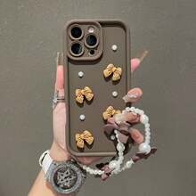 1 chiếc ốp lưng điện thoại chống rơi toàn diện kèm dây đeo hình nơ và ngọc trai giả, tương thích với iPhone 16/15 PRO MAX/15 PLUS/15 PRO/15/14 PRO MAX/14 PLUS/14 PRO/14/13 PRO MAX/13 PRO/13/12 PRO MAX/12 PRO/12 PRO MAX/11 PRO/11/XS MAX/XR/XS/7/8 PLUS, ốp bảo vệ trong suốt chống sốc, ốp điện thoại trang trí hình bướm ngọc trai giả kèm dây đeo hình bướm, tương thích với Samsung Galaxy A14 A34 A54 A15 A25 A35 A55 S23 S23Plus S23ultra S23fe S24 S24plus S24ultra S24fe S25 S25plus S25ultra Chống thấm nước và chống trầy xước - màu nâu - Xem 3