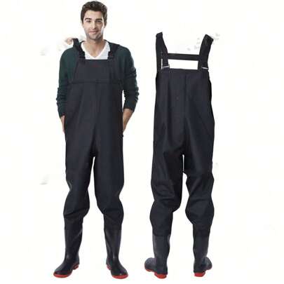 Unisex vattentäta vadarbyxor för fiske - Lätta, slitstarka bröstvadarbyxor med inbyggda stövlar, lämpliga för flugfiske, kajakpaddling