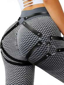 1 pezzo Body aderente sexy da donna con giarrettiera per la gamba, adatto per uso quotidiano e feste - nero - Visualizzare 3