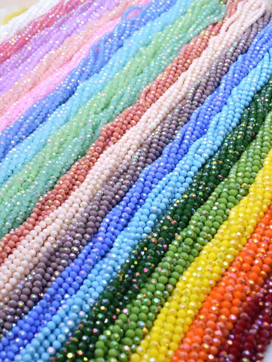 10pcs/Pack Assorted 4mm Colorful Glass Beads, Suitable For Jewelry Making DIY Accessories - Multicolor Bright Ab - View 1