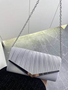 Lightweight, Business Casual Bag Design, Bag Evening Bag, Dinner Bag Glamorous, Elegant, Exquisite, Quiet For Party Girl, Woman Perfect For Party, Wedding, Prom, Dinner/Banquet, Perfectly Matching With Prom Accessories, Perfectly Matching With Bridal Party, Best Choice Elegant Bag For Bridal Shower - Silver - View 6