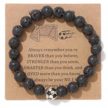 1pc Football Beaded Braided Bracelet, Minimalist & Fashionable Men's Jewelry - Energy - View 12
