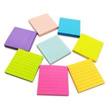 Colorful Striped Sticky Notes, Multi-Color Square Sticky Notes, N-Times Reusable Fluorescent Memo Pads With Lines,School Supplies,Back To School
